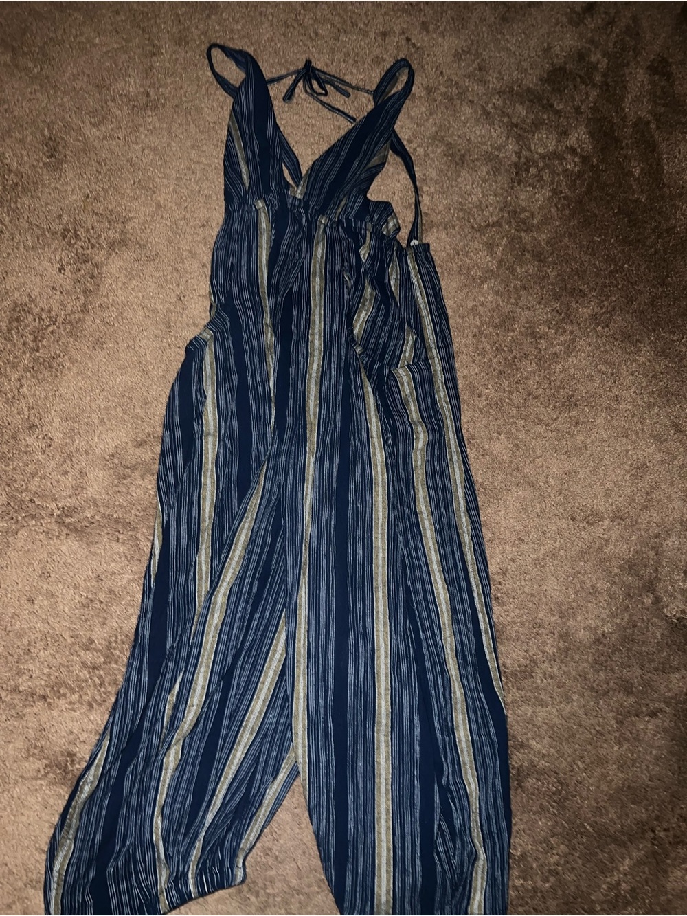 Free People Kind Favor Jumpsuit, featuring vertical navy and neutral stripes
